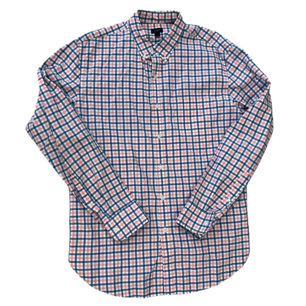 Men’s J. Crew Plaid Pink and Blue Longsleeve Button Down